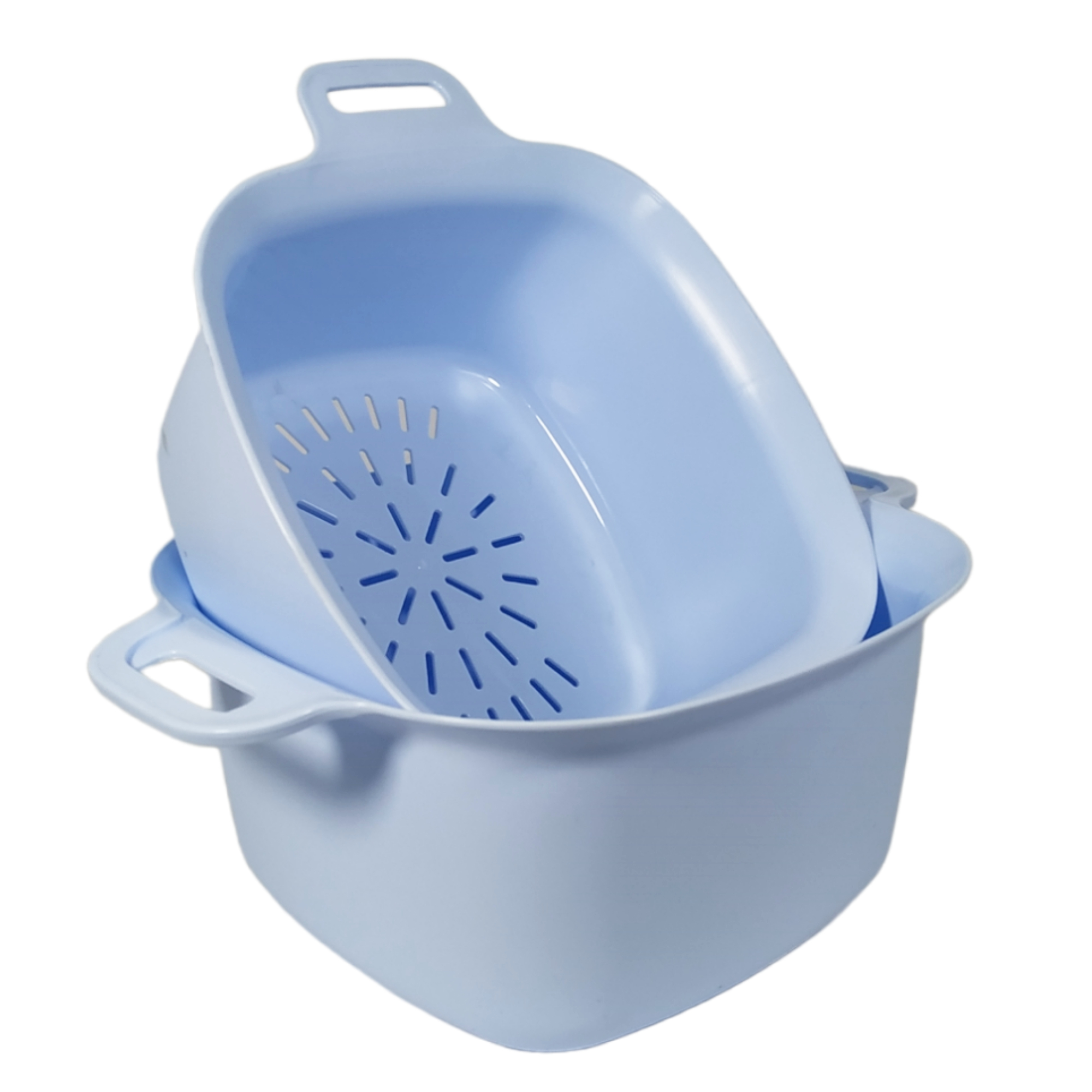 Миска ПОЛІМЕР-ГАРАНТ 3л квадратна з ручками і друшляком